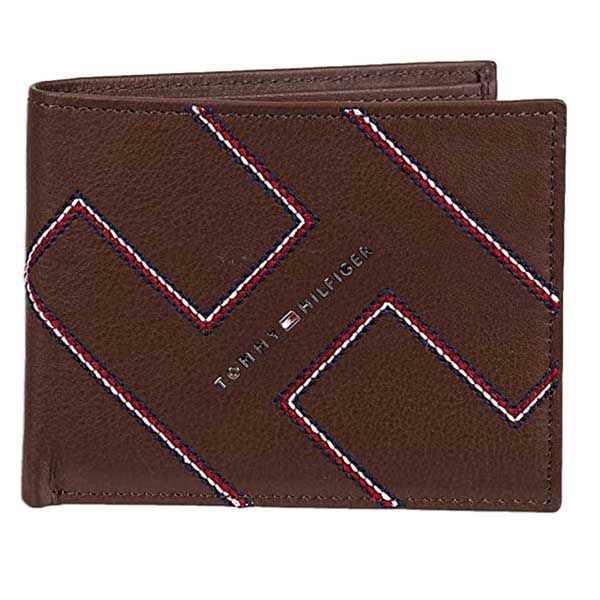 Ví Tommy Hilfiger Men's Genuine Leather Wallet With Multiple Card Slots Màu Nâu - Túi xách - Vua Hàng Hiệu