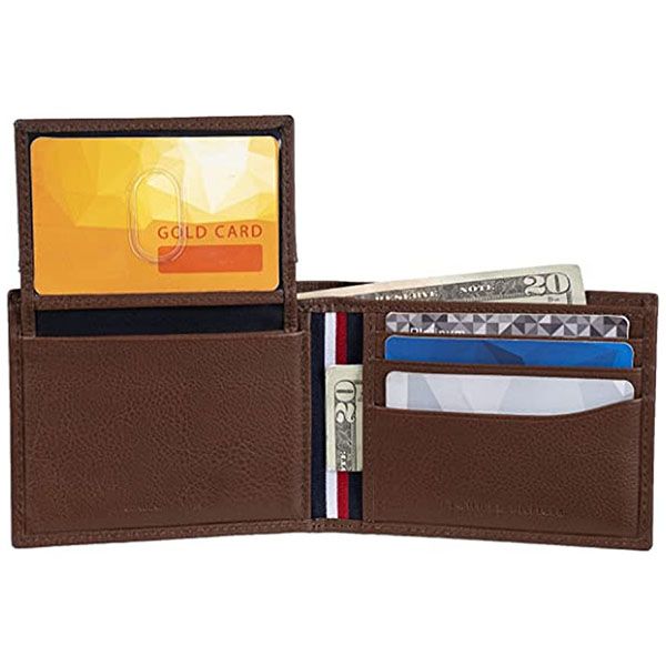 Ví Tommy Hilfiger Men's Genuine Leather Wallet With Multiple Card Slots Màu Nâu - Túi xách - Vua Hàng Hiệu