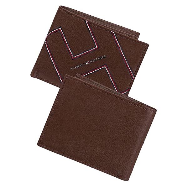 Ví Tommy Hilfiger Men's Genuine Leather Wallet With Multiple Card Slots Màu Nâu - Túi xách - Vua Hàng Hiệu