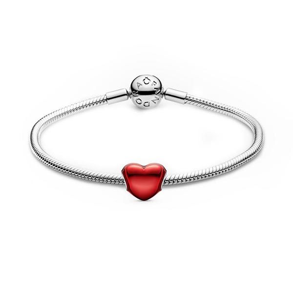 Vòng Đeo Tay Pandora Moments Và Charm Hình Trái Tim Tráng Men Đỏ Bạc - Trang sức - Vua Hàng Hiệu