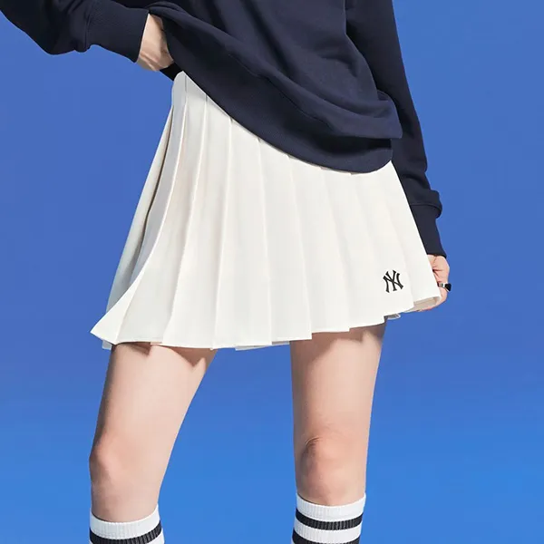 Chân Váy Nữ MLB Xếp Ly Pickleball Basic Pleats Skirt New York Yankees 3FSKB0324-50CRS Màu Trắng Kem Size S - Pickleball - Vua Hàng Hiệu