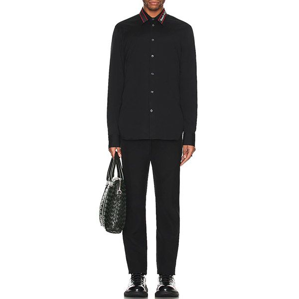Áo Sơ Mi Alexander McQueen Black Logo Collar QRN44 1000 Màu Đen - Thời trang - Vua Hàng Hiệu