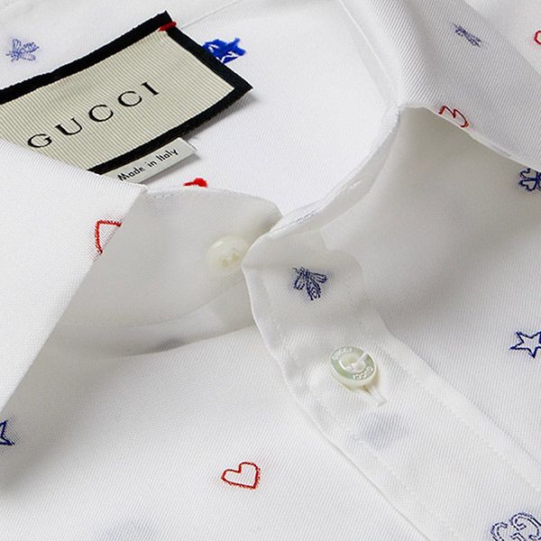 Áo Sơ Mi Gucci Embroidered Cotton Shirt Men White Màu Trắng Họa Tiết Size S - Thời trang - Vua Hàng Hiệu
