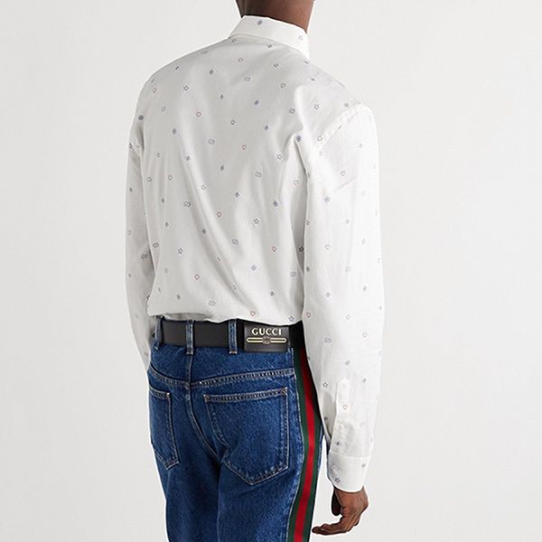 Áo Sơ Mi Gucci Embroidered Cotton Shirt Men White Màu Trắng Họa Tiết Size S - Thời trang - Vua Hàng Hiệu