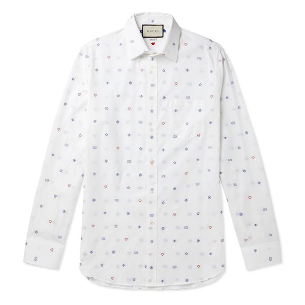 Áo Sơ Mi Gucci Embroidered Cotton Shirt Men White Màu Trắng Họa Tiết Size S - Thời trang - Vua Hàng Hiệu