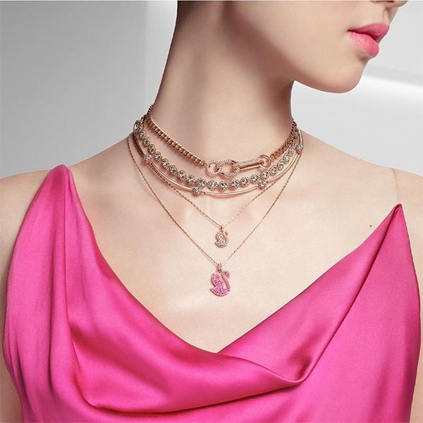 Dây Chuyền Swarovski Iconic Swan Pendantswan, Medium, Pink, Rose Gold-Tone Plated 5647552 Màu Hồng - Trang sức - Vua Hàng Hiệu