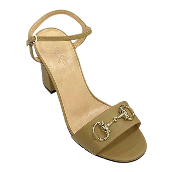 Dép Cao Gót Gucci Metallic Horsebit Leather Sandal Màu Be - Dép - Vua Hàng Hiệu