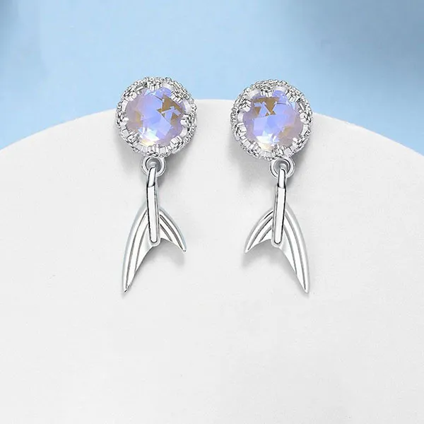 Khuyên Tai LiLi Jewelry Bạc Đính Pha Lê Aurora Nàng Tiên Cá Lili_619428 Màu Bạc Xanh - Trang sức - Vua Hàng Hiệu