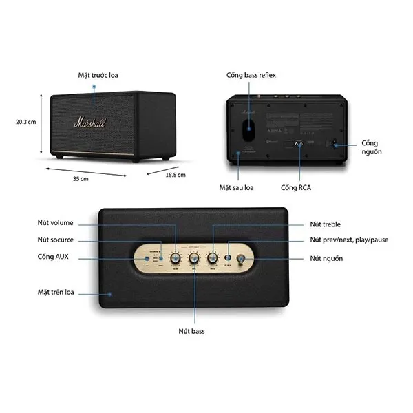 Loa Marshall Stanmore 3 Màu Đen [Chính Hãng Marshall - Bảo hành 1 năm] - Phụ Kiện Công Nghệ - Vua Hàng Hiệu