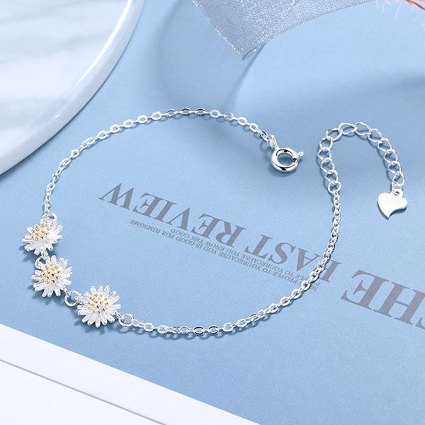 Set Dây Chuyền, Khuyên Tai, Vòng Đeo Tay, Nhẫn Lili Jewelry Hoa Cúc Họa Mi 765251 Màu Trắng Bạc - Trang sức - Vua Hàng Hiệu