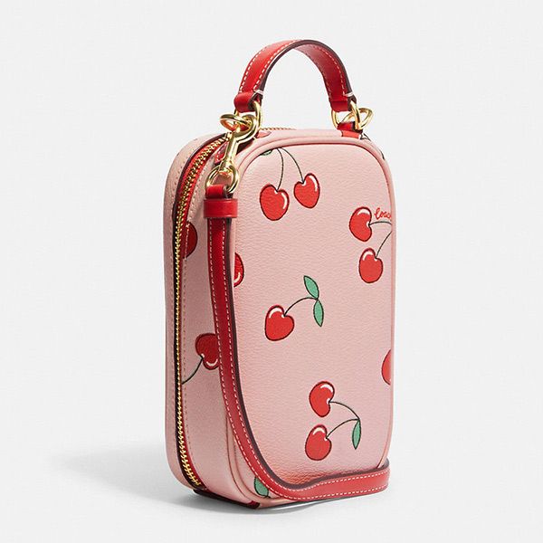 Túi Đeo Chéo Coach Eva Phone Crossbody With Heart Cherry Print CF371 Màu Hồng/Đỏ - Túi xách - Vua Hàng Hiệu