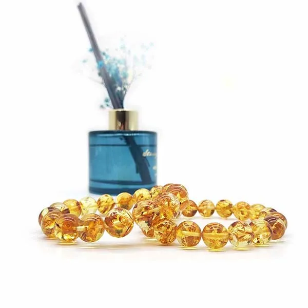 Vòng Đeo Tay LiLi Jewelry Hổ Phách Tự Nhiên LILI_797914 Màu Vàng Kích Thước Đá 9mm - Trang sức - Vua Hàng Hiệu