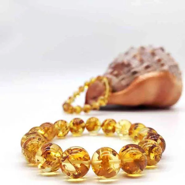 Vòng Đeo Tay LiLi Jewelry Hổ Phách Tự Nhiên LILI_797914 Màu Vàng Kích Thước Đá 9mm - Trang sức - Vua Hàng Hiệu