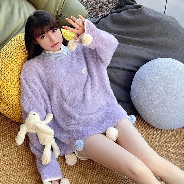 Áo Len 13 De Marzo Mohair Ball Sweater Purple FR-JX-537 Màu Tím Size S - Thời trang - Vua Hàng Hiệu