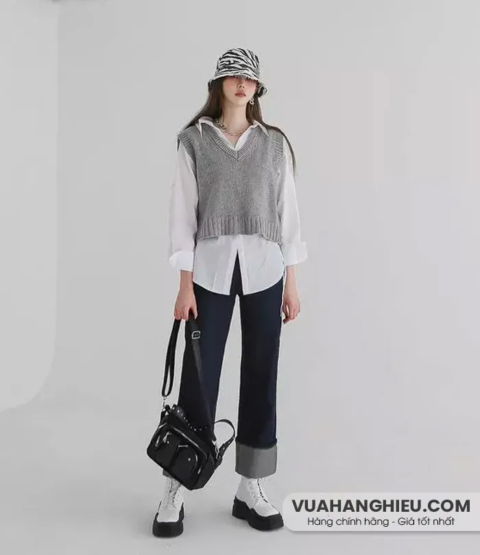 Mặc đẹp với 15 cách phối đồ cùng áo gile len Hàn Quốc