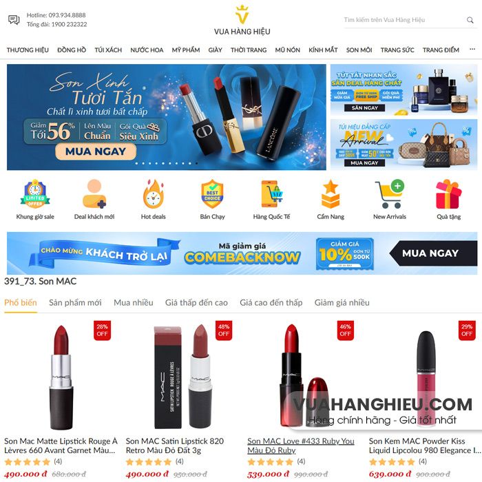 Top 10 cửa hàng bán son MAC chính hãng tại Hà Nội giá tốt