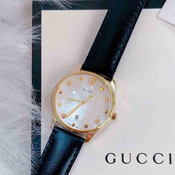 Đồng Hồ Nữ Gucci G-Timeless Mother Of Pearl Dial Ladies Watch YA126589 Màu Đen Vàng - Đồng hồ - Vua Hàng Hiệu