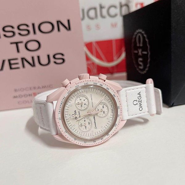 Đồng Hồ Omega MoonSwatch Mission To Venus SO33P100 Màu Kem Hồng - Đồng hồ - Vua Hàng Hiệu