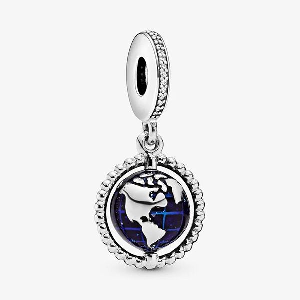 Hạt Vòng Charm Pandora Spinning Globe Dangle 798021CZ Màu Bạc Xanh - Trang sức - Vua Hàng Hiệu