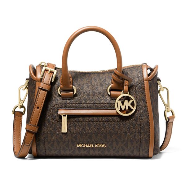 Túi Xách Tay Nữ Michael Kors MK Carine Extra-Small Logo Satchel Brown 35F2GCCC5B Màu Nâu - Túi xách - Vua Hàng Hiệu