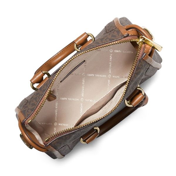 Túi Xách Tay Nữ Michael Kors MK Carine Extra-Small Logo Satchel Brown 35F2GCCC5B Màu Nâu - Túi xách - Vua Hàng Hiệu