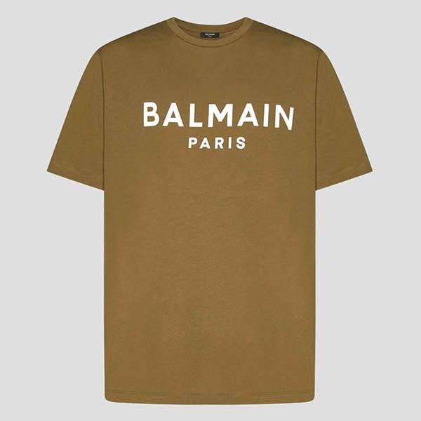 Áo Phông Nam Balmain Logo Printed Khaki Tshirt AH1EG000BB73 UEG Màu Xanh Kaki - Thời trang - Vua Hàng Hiệu