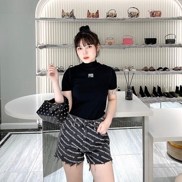 Áo Phông Nữ Alexander Wang Black With Logo Printed Tshirt 4KC2191008/001 Màu Đen - Thời trang - Vua Hàng Hiệu