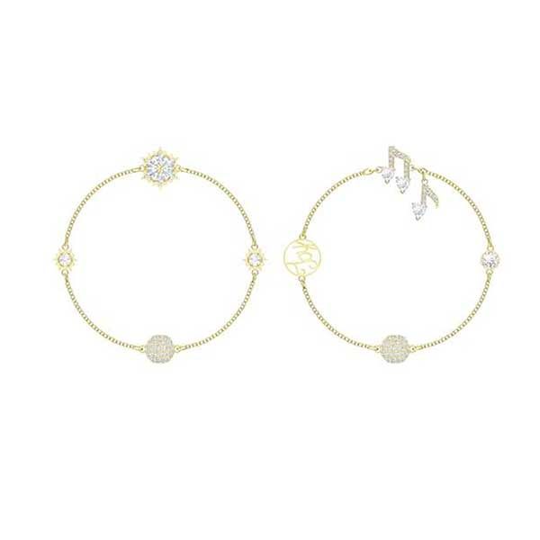 Set Vòng Đeo Tay Nữ Swarovski Crystal Remix Collection Strand Gold-Tone Plated 5512434 Màu Vàng Size S - Trang sức - Vua Hàng Hiệu