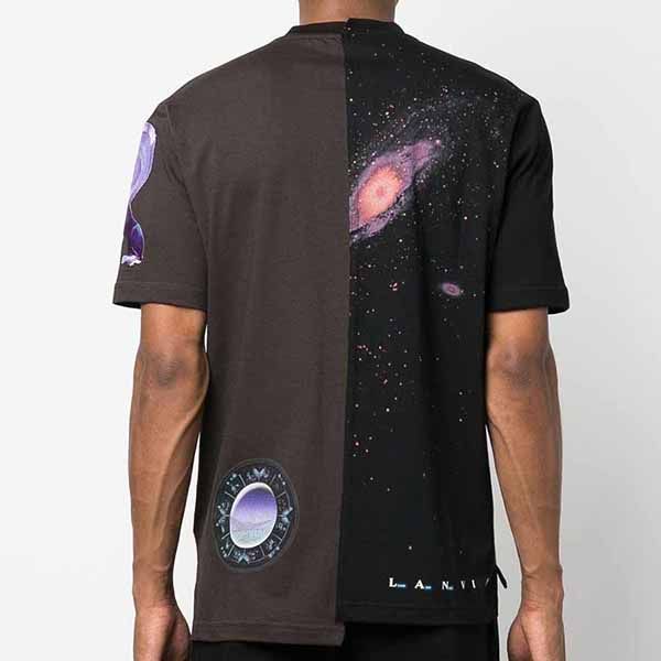 Áo Thun Nam Lanvin Graphic-Print Asymmetric TShirt Màu Đen Nâu - Thời trang - Vua Hàng Hiệu
