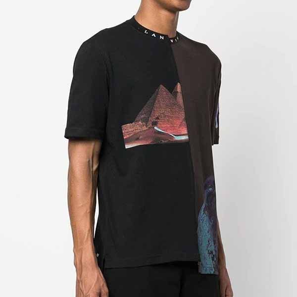 Áo Thun Nam Lanvin Graphic-Print Asymmetric TShirt Màu Đen Nâu - Thời trang - Vua Hàng Hiệu