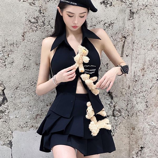 Chân Váy Xếp Ly 13 De Marzo Multi-bear Layered Skirt Màu Đen Size S - Thời trang - Vua Hàng Hiệu