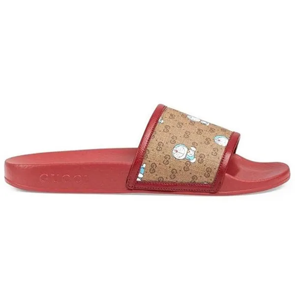 Dép Gucci Doraemon Slide Red Monogram Màu Nâu Đỏ Size 38 - Dép - Vua Hàng Hiệu