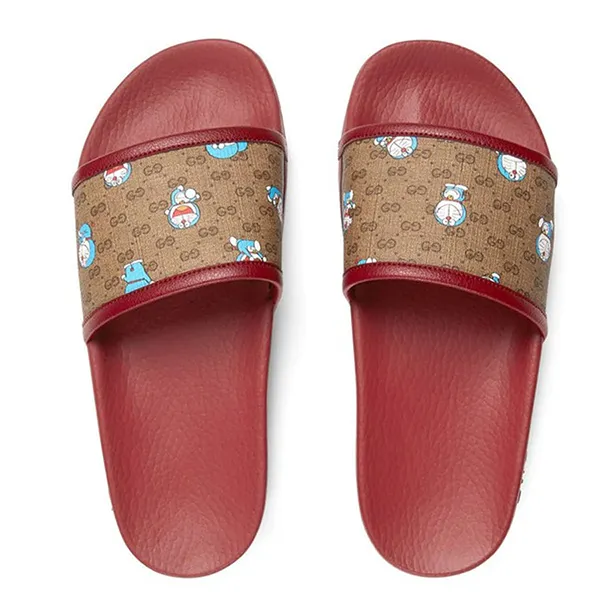 Dép Gucci Doraemon Slide Red Monogram Màu Nâu Đỏ Size 38 - Dép - Vua Hàng Hiệu