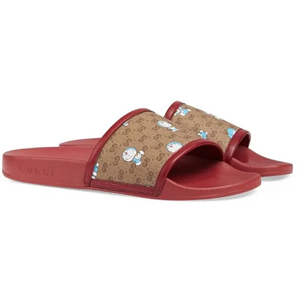 Dép Gucci Doraemon Slide Red Monogram Màu Nâu Đỏ Size 38 - Dép - Vua Hàng Hiệu