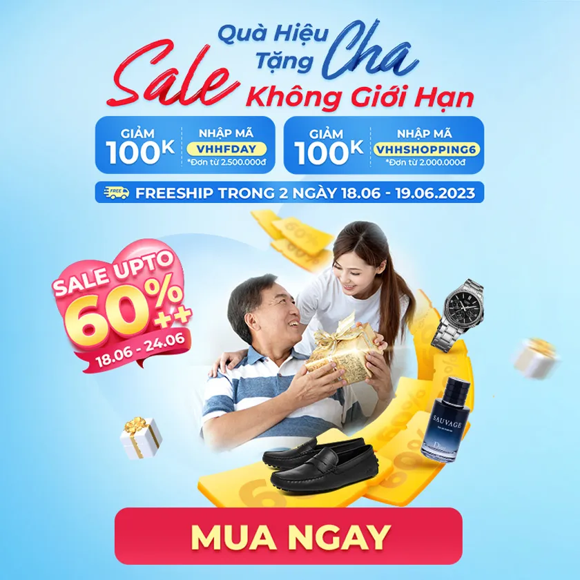 Đại tiệc Sale Tháng 6 tại Vua Hàng Hiệu: Giảm tới 60% +++ và nhận voucher 100K