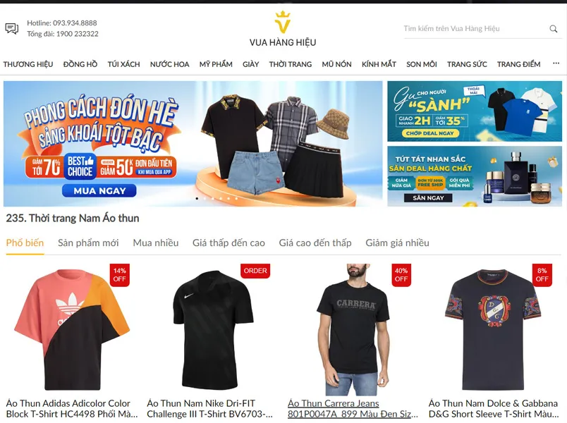 Top 11 shop áo thun nam hàng hiệu nổi tiếng, giá tốt