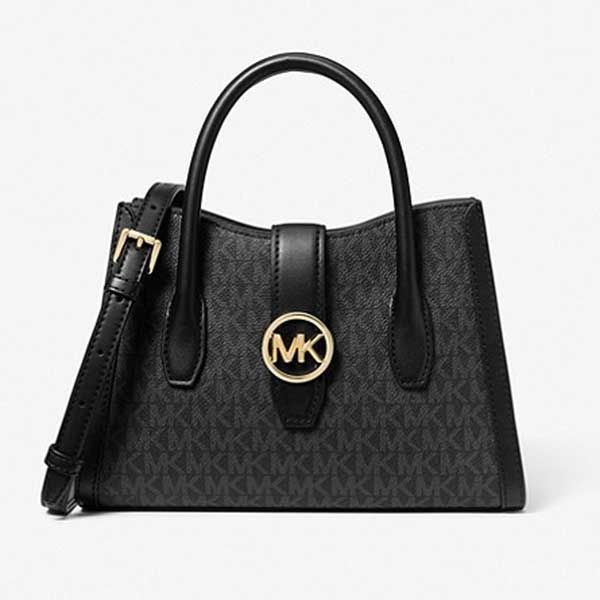 Túi Xách Nữ Michael Kors MK Natural Gabby Logo Satchel 35S3G5GS5B Màu Đen Xám - Túi xách - Vua Hàng Hiệu