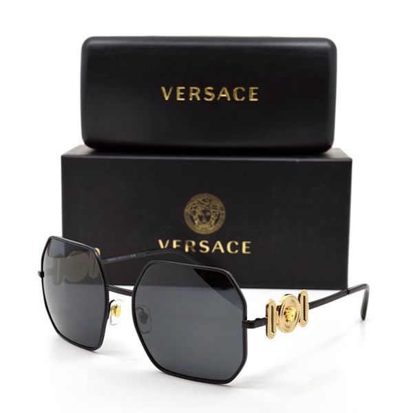 Kính Mát Nữ Versace Women's Black Sunglasses VE2248-126187 Màu Xám Đen - Kính mắt - Vua Hàng Hiệu
