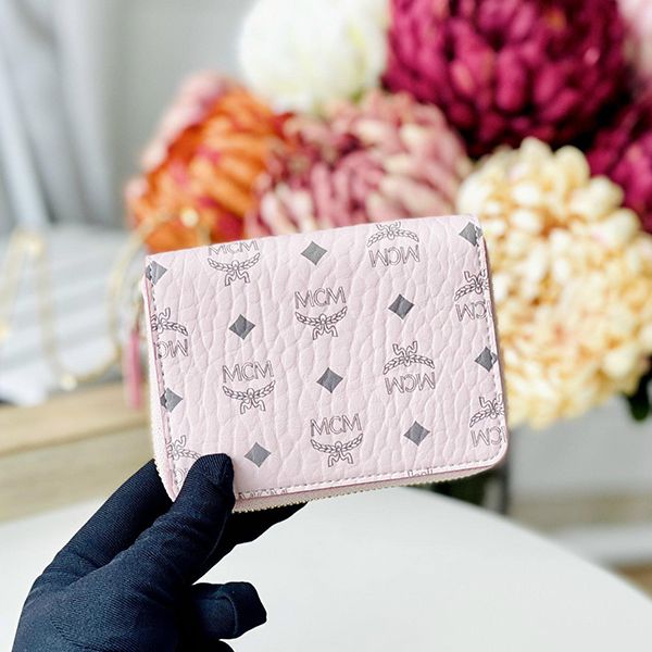 Ví Nữ MCM Mini Zip Around Wallet In Visetos Màu Hồng Phấn - Túi xách - Vua Hàng Hiệu