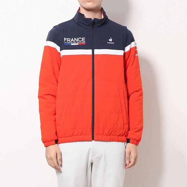 Áo Khoác Nam Le Coq Sportif Golf Jacket QGMUJK05 Màu Cam/Navy - Thời trang - Vua Hàng Hiệu