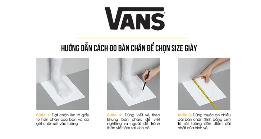 Bảng size giày Vans: Tìm kích thước giày hoàn hảo cho chân bạn