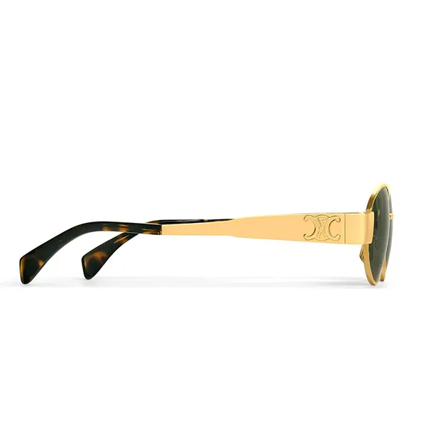 Kính Mát Celine Triomphe Oval Sunglasses CL40235U Màu Xanh/Vàng Gold - Kính mắt - Vua Hàng Hiệu