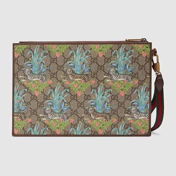 Túi Cầm Tay Nam Gucci Tiger Print GG Pouch 688378 UUABC 9885 Phối Màu - Túi xách - Vua Hàng Hiệu