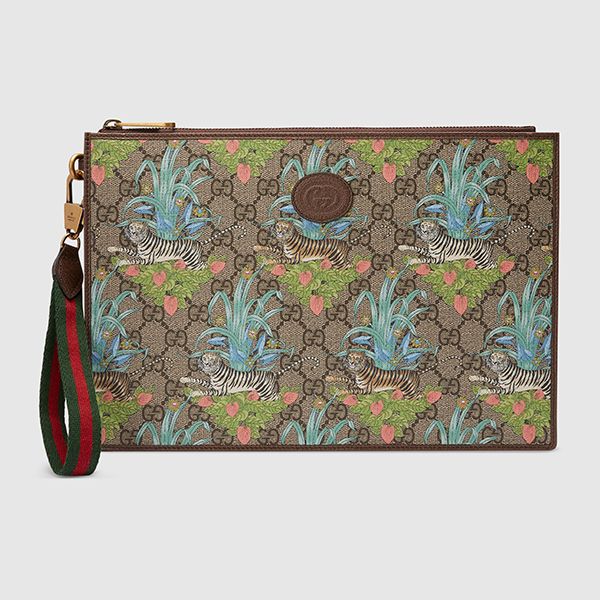 Túi Cầm Tay Nam Gucci Tiger Print GG Pouch 688378 UUABC 9885 Phối Màu - Túi xách - Vua Hàng Hiệu