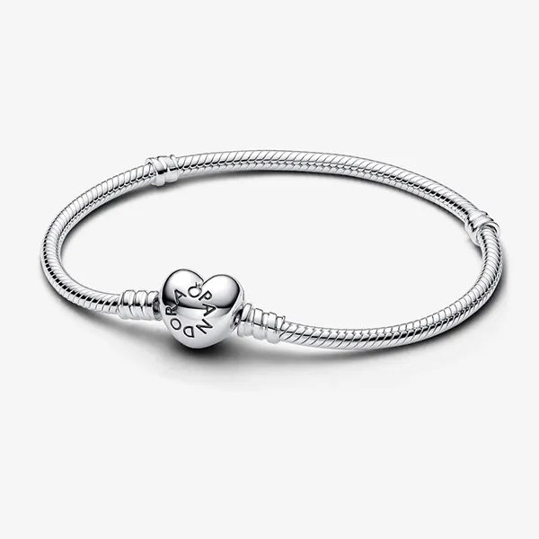 Vòng Đeo Tay Nữ Pandora Moments Heart Clasp Snake Chain Bracelet 590719 Màu Bạc Size 19 - Trang sức - Vua Hàng Hiệu