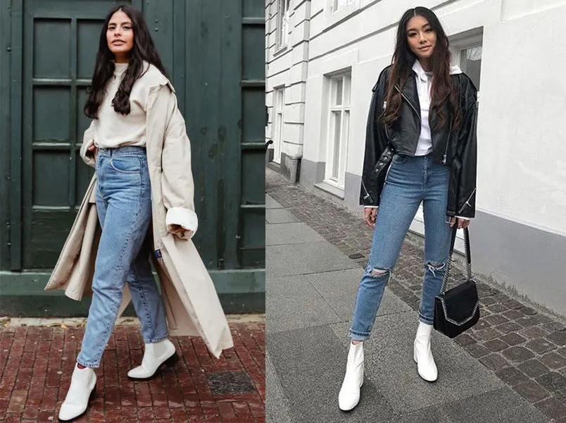 11 cách mix đồ với boot cổ ngắn màu trắng từ nữ tính đến cá tính