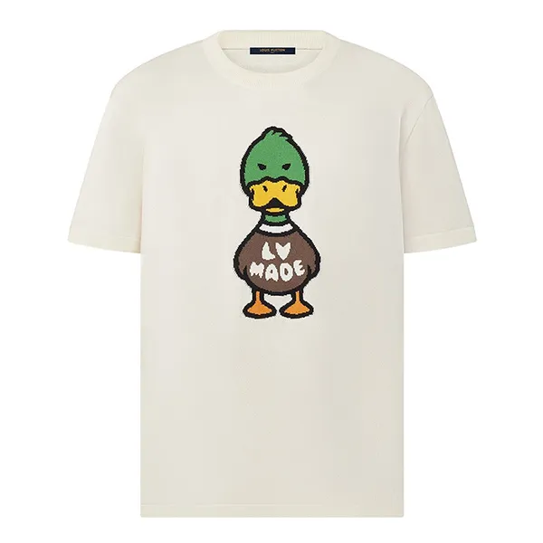 Áo Phông Louis Vuitton LV x Nigo Intarsia Jacquard Duck Short-Sleeve Crewneck T-Shirt Màu Kem Size L N-QL - Thời trang - Vua Hàng Hiệu