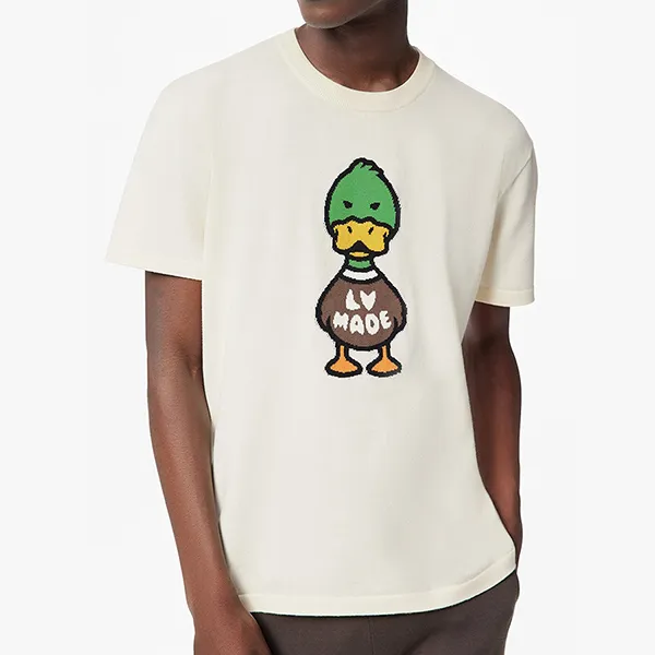 Áo Phông Louis Vuitton LV x Nigo Intarsia Jacquard Duck Short-Sleeve Crewneck T-Shirt Màu Kem Size L N-QL - Thời trang - Vua Hàng Hiệu