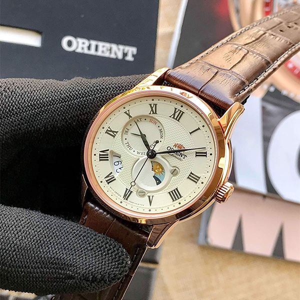 Đồng Hồ Nam Orient Sun & Moon Gen 3 Rosegold Ver 2 RA-AK0007S10B Màu Nâu Vàng Hồng - Đồng hồ - Vua Hàng Hiệu