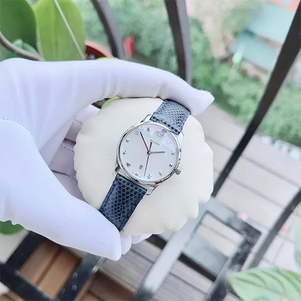 Đồng Hồ Nữ Gucci G-Timeless Mother Of Pearl Dial Blue Leather YA126588 Màu Xanh Navy Bạc - Đồng hồ - Vua Hàng Hiệu